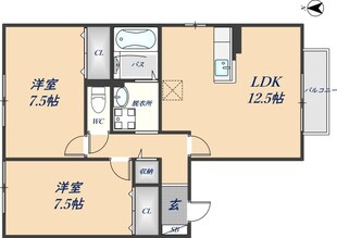 ヴィラージュD棟の物件間取画像